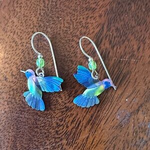Blue and Green Hummingbird Earrings
